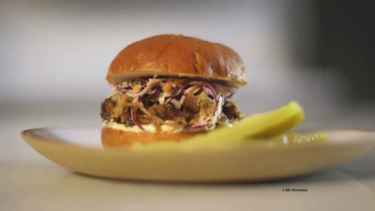 Tom Kerridge's ale pulled pork burger or sandwich