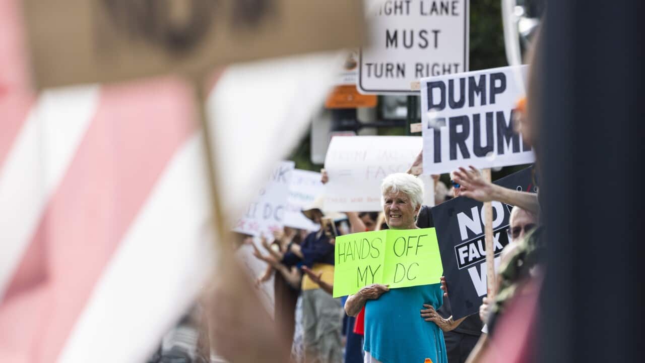 People protest Trump's order to deploy National Guard in Washington DC