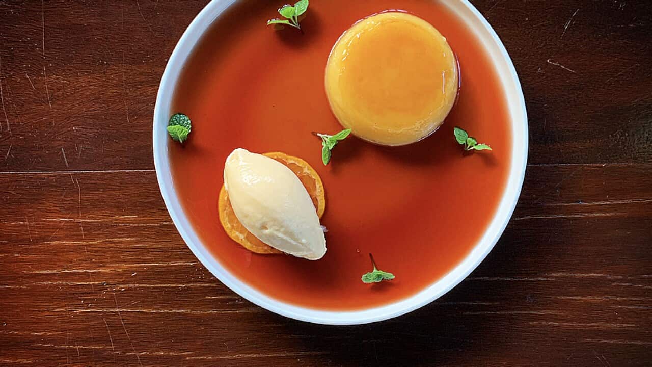 While a French crème caramel uses whole eggs, the Pudim do Abade de Priscos only uses the yolks.