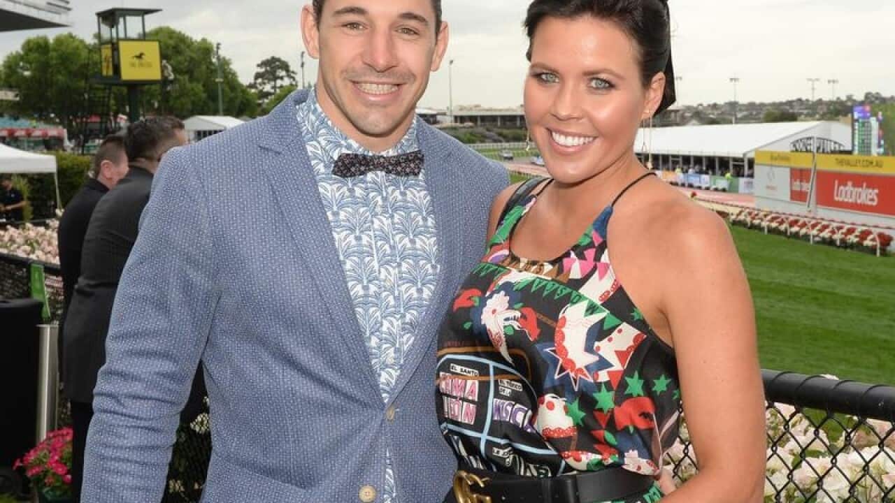 Billy and Nicole Slater during Cox Plate Day at Moonee Valley.