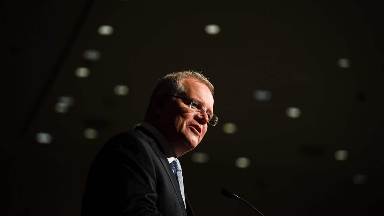 Australian Prime Minister Scott Morrison delivers a speech during a Business breakfast event during the ASEAN East Asia Summit in Bangkok.