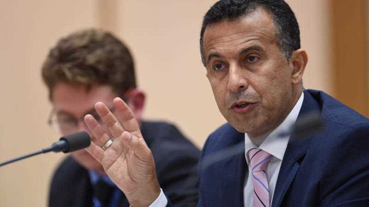 SBS managing director Michael Ebeid speaks during a Senate Estimates hearing at Parliament House in Canberra.