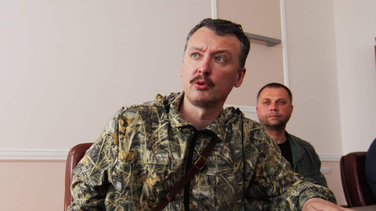 Igor Strelkov (also known as Igor Girkin) during a press conference.