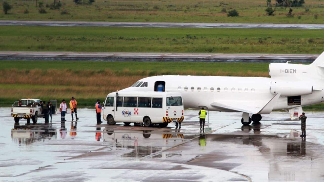 The plane carrying Italian militant Cesare Battisti, wanted in Rome for four murders attributed to a far-left group in the 1970s.