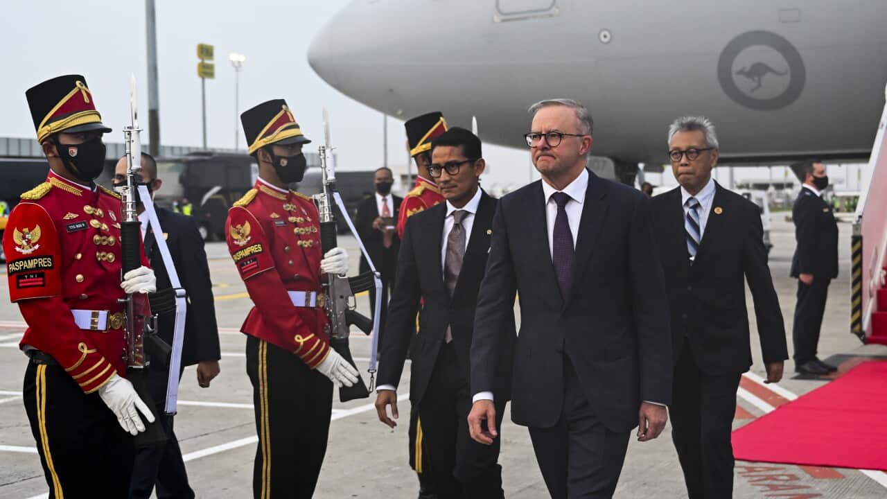 A group of men walking on the tarmac from a plane.