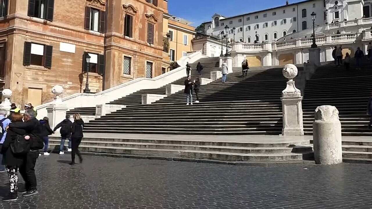 The Spanish steps in Rome, normally very crowded- are nearly empty