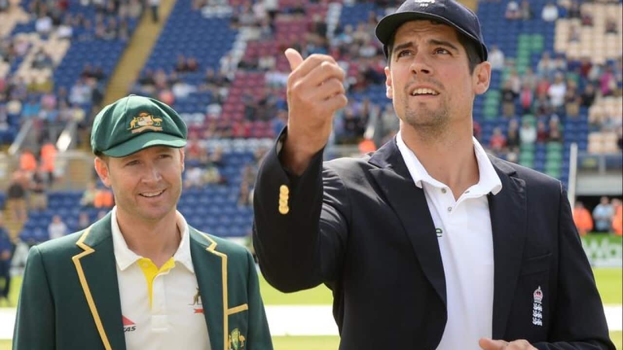 Michael Clarke and Alastair Cook in 2015.
