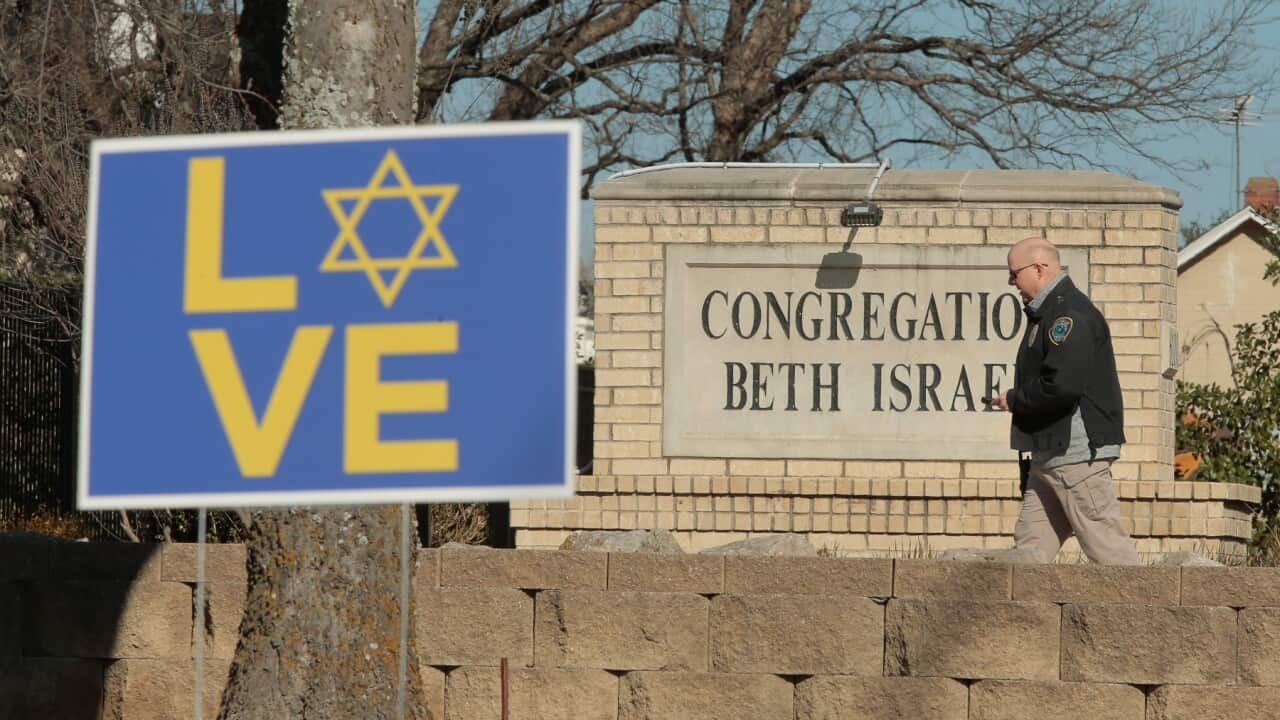 The outside of Congregation Beth Israel Synagogue in Colleyville, Texas, USA