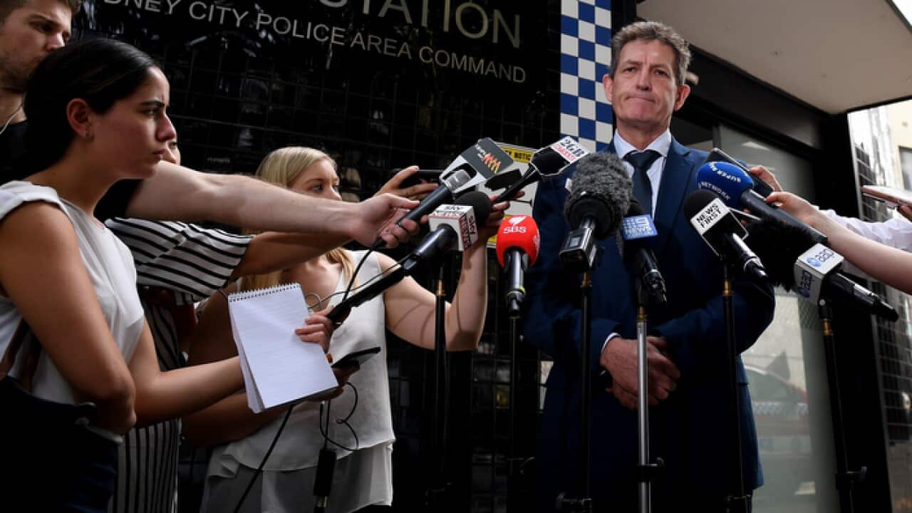 NSW Police Detective Superintendent Gavin Dengate addresses media after the discovery of the body of missing dentist Preethi Reddy