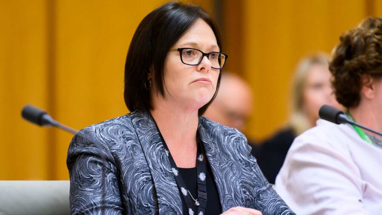 Commonwealth Counter-Terrorism Coordinator Linda Geddes is seen during the Intelligence and Security hearing to discuss the Australian Citizenship Amendment Bill 2018 in Canberra