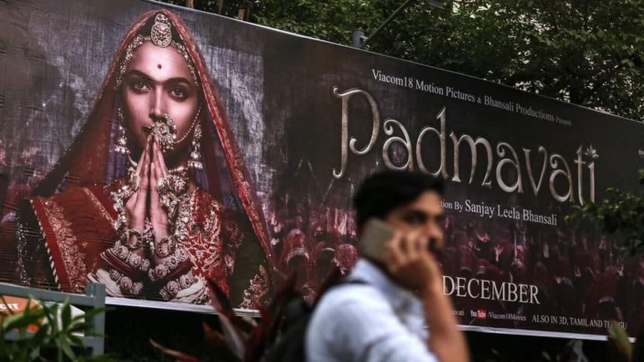 poster for the Bollywood movie 'Padmavati' in Mumbai, India, 21 November 2017.