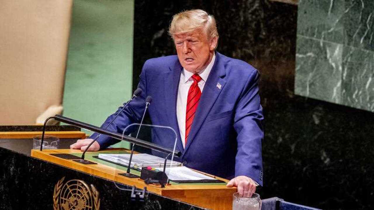 Donald Trump addressing the UN's General Assembly