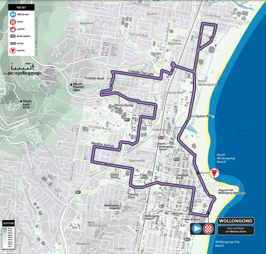 Wollongong 2022 UCI Road Cycling World Championships Time Trial Course