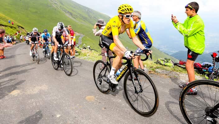 Geraint Thomas in the yellow jersey 