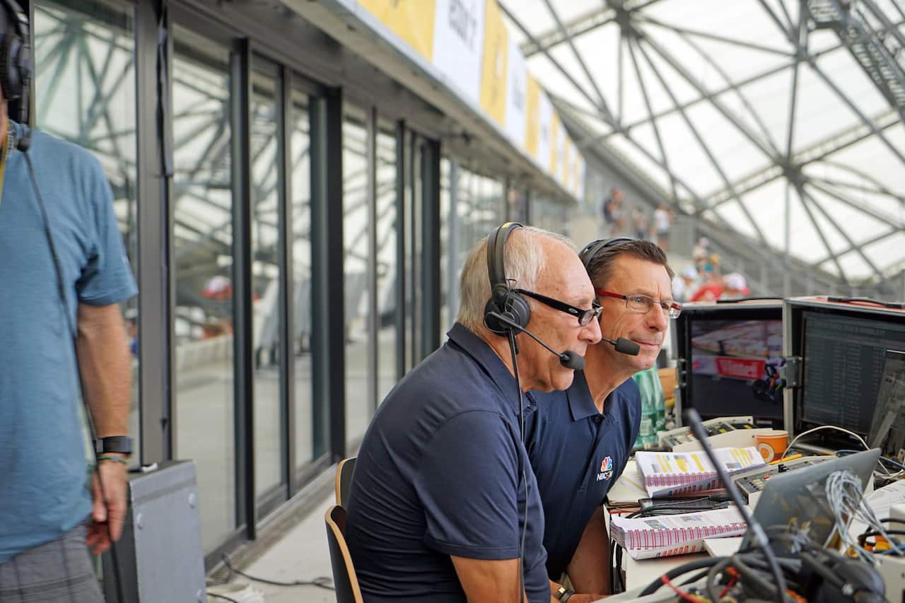 The Dream Team - Phil Liggett and Paul Sherwen in action 