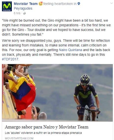 Movistar feeling heartbroken in Peyragudes 