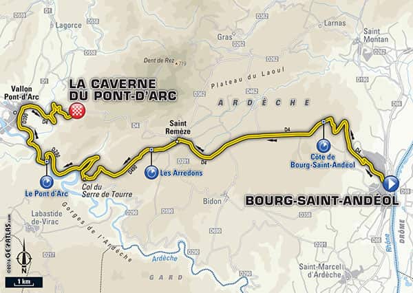 Today's time trial is located in the Ardèche, and will be subject to a strong northerly wind.