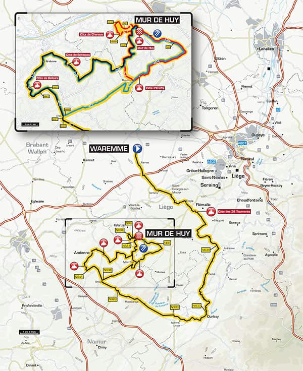 The parcours of this year's Flèche Wallonne.