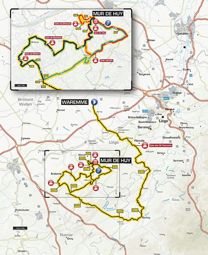 Map of the 2015 Fleche Wallonne
