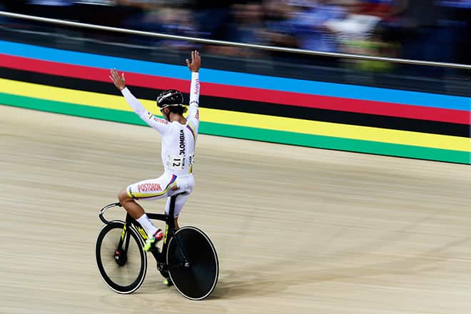 Can sprint: Fernando Gaviria won the gold medal in the Men's Omnium at the UCI Track Cycling World Championships in February (Getty Images)