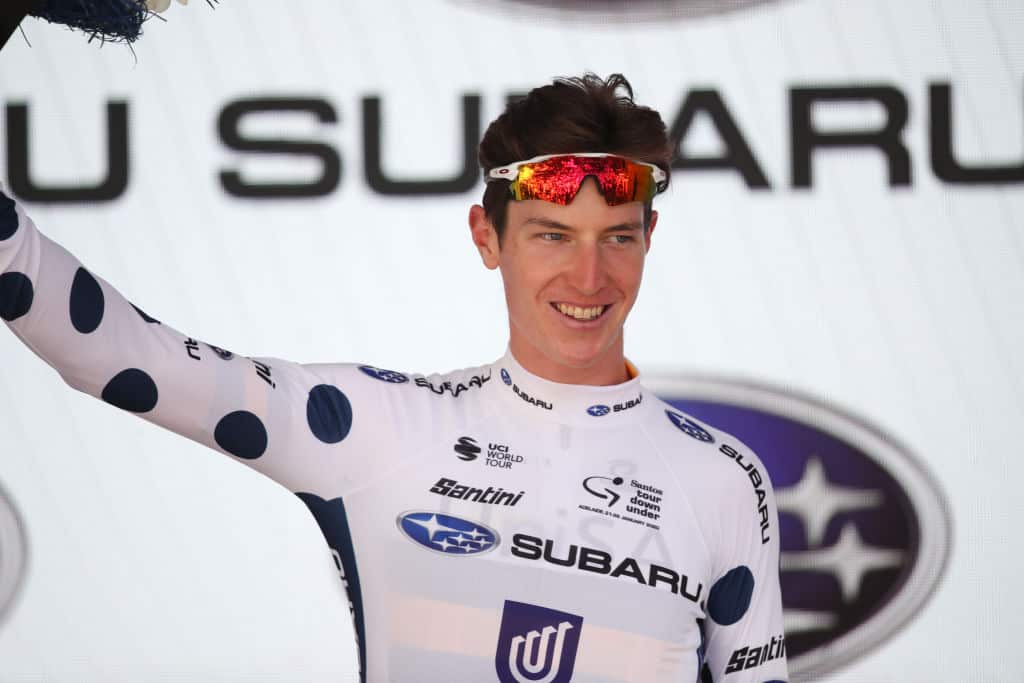 Jarrad Drizners wins the first 2020 Tour Down Under KOM jersey 