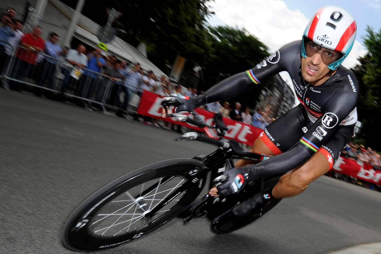 Spartacus in his pomp... Cancellara rides to victory and the maillot jaune in Liege, on the opening stage of the 2012 Tour de France.
