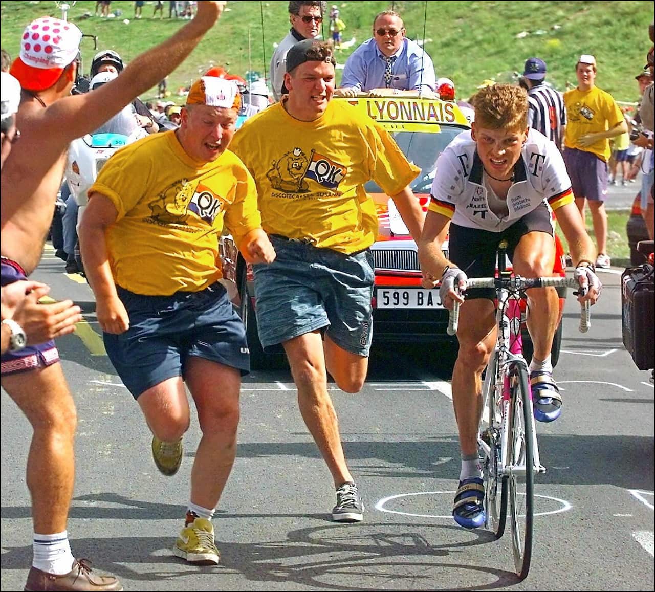 July 15, 1997 Tour de France: Jan Ullrich rides to victory in Andorra, where he inherits the maillot jaune.
