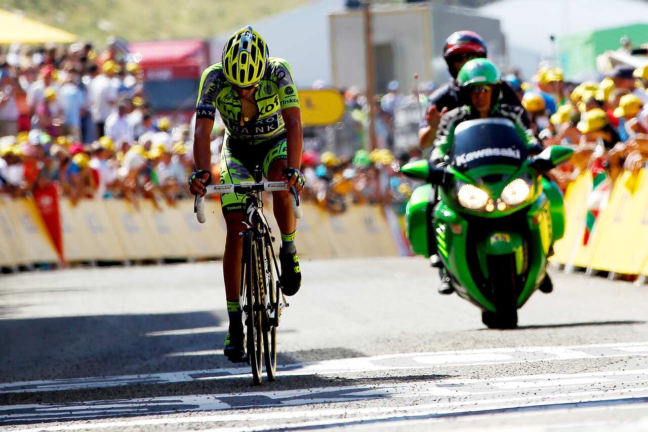 Missing that spark... Alberto Contador suffered on the climb to La Pierre-Saint-Martin.