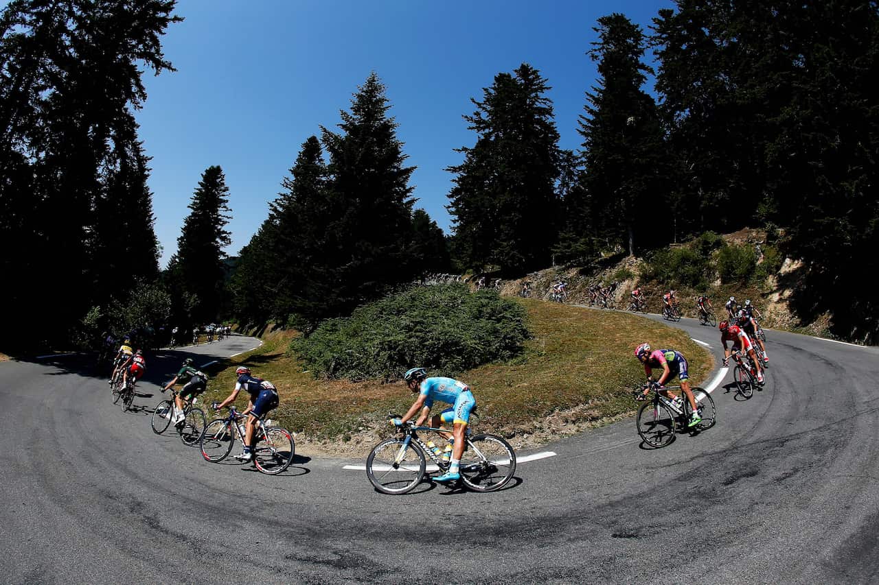Round the bends... Down the Col d'Aspin at the 2015 Tour.