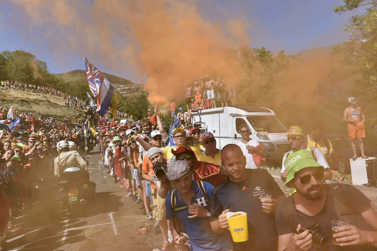 Stage already set... The scene on Alpe d'Huez last Saturday.