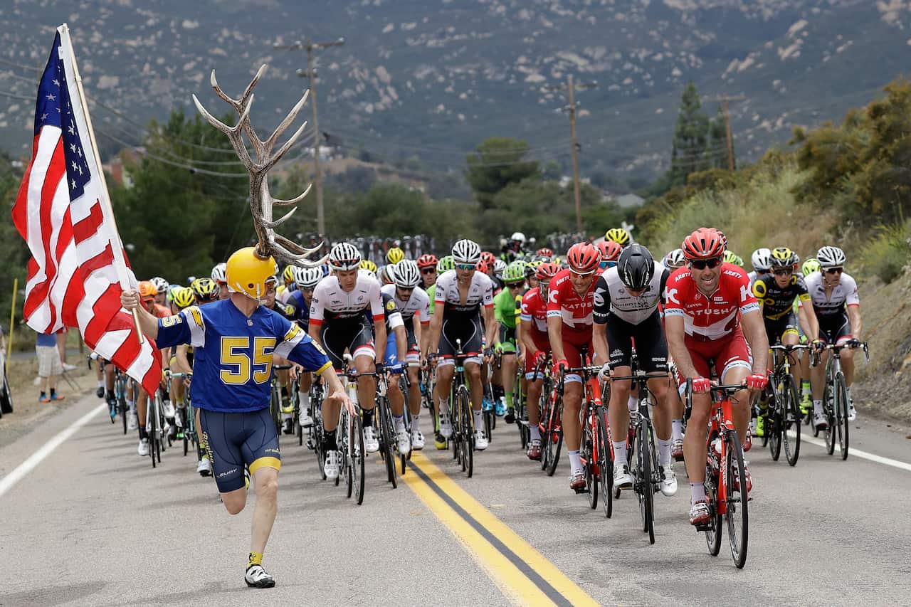 Antler guy at the 2016 Amgen Tour of California on May 15, 2016 in San Diego (Getty)