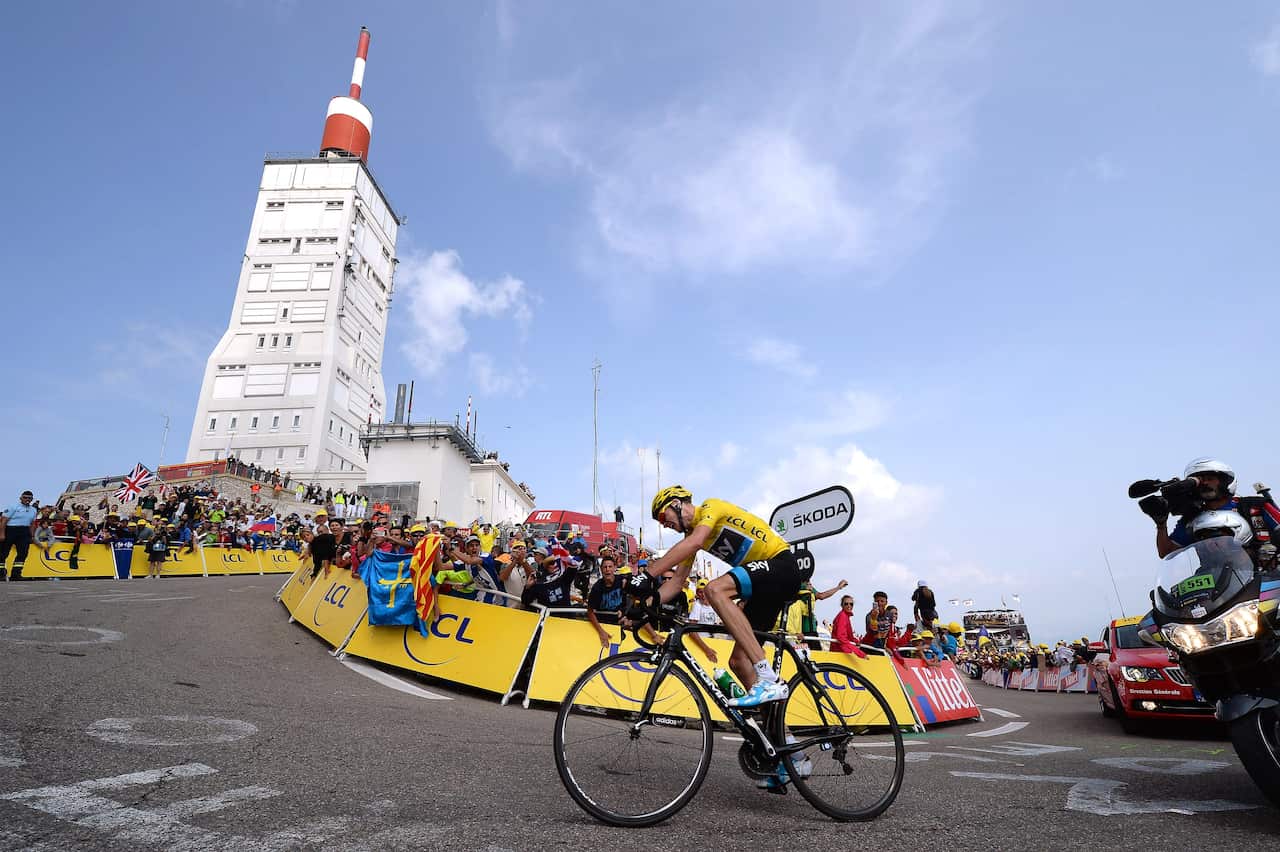 July 14, 2013 Tour de France: Froome en route to victory atop Mont Ventoux.