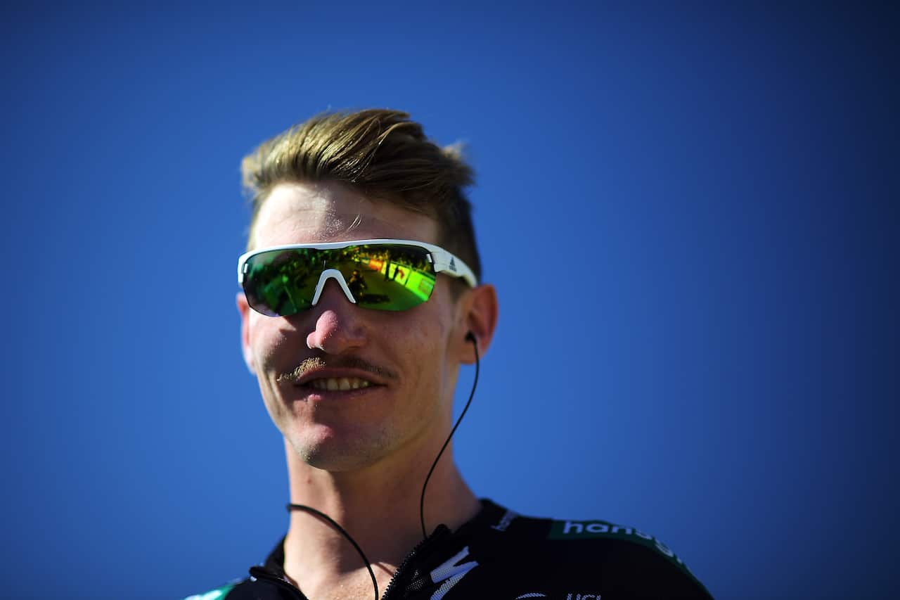 Man with the mo': Jay McCarthy (Bora-Hansgrohe).
