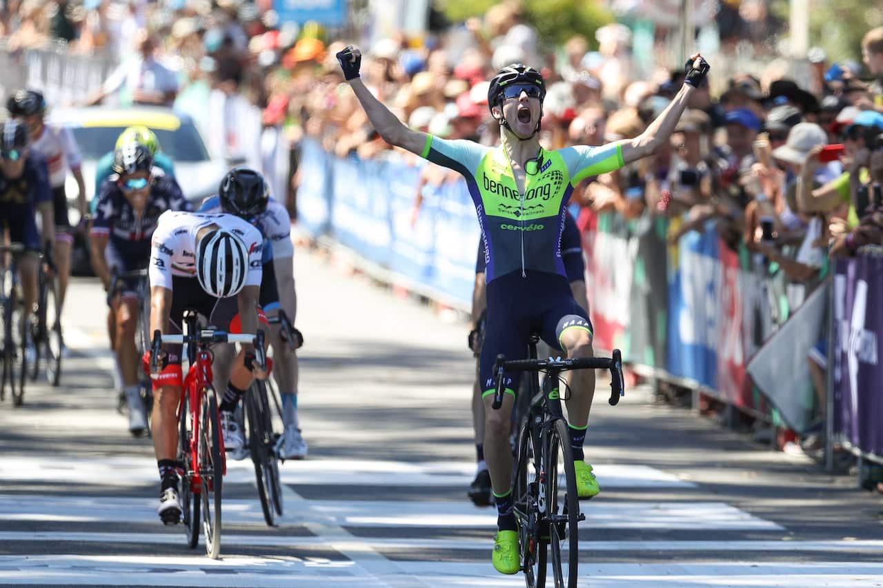 Sam Crome won the final stage of the 2018 Jayco Herald Sun Tour (Con Chronis/Getty)