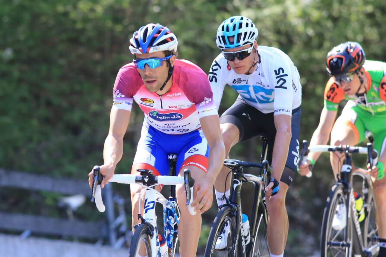 Eyes on the title: Pinot (L) and Froome.