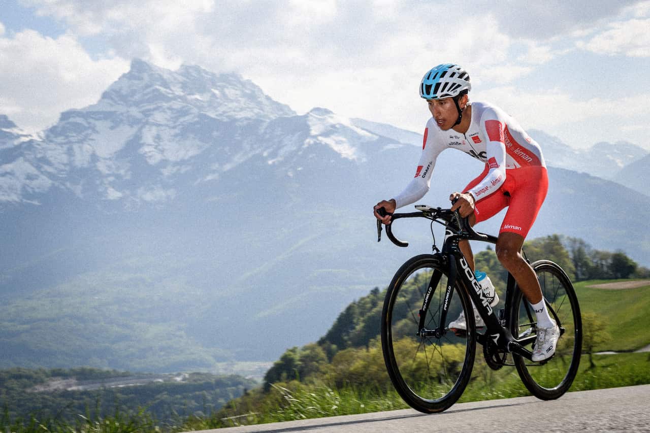 Egan Bernal Team Sky competes during the third stage, a 9,9 km race against the clock, Ollon to Villars, at the Tour de Romandie (Getty Images)