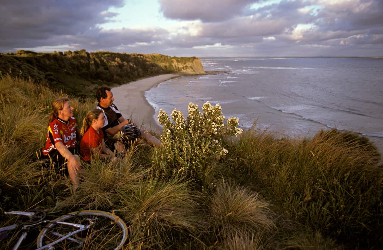 Family on a bike ride