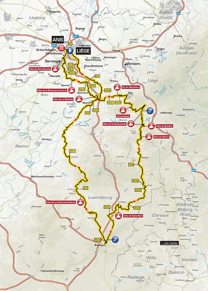 Map of Liege-Bastogne-Liege