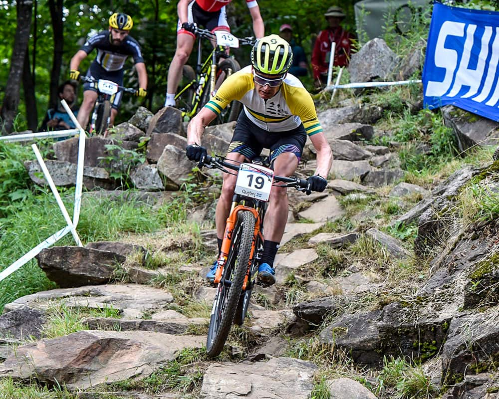 Daniel McConnell at the 2017 Mont Ste Anne World Cup in August (Rob Jones)