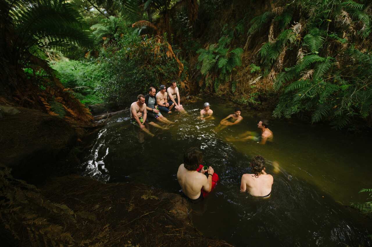 Riders soak in Kerosene Creek