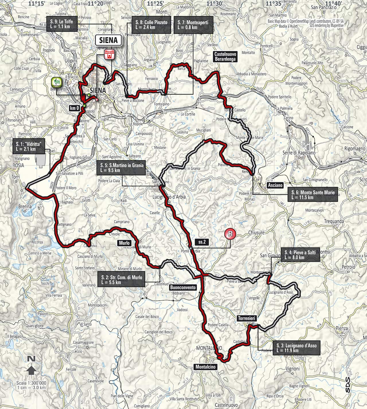 Strade Bianche 2016 map