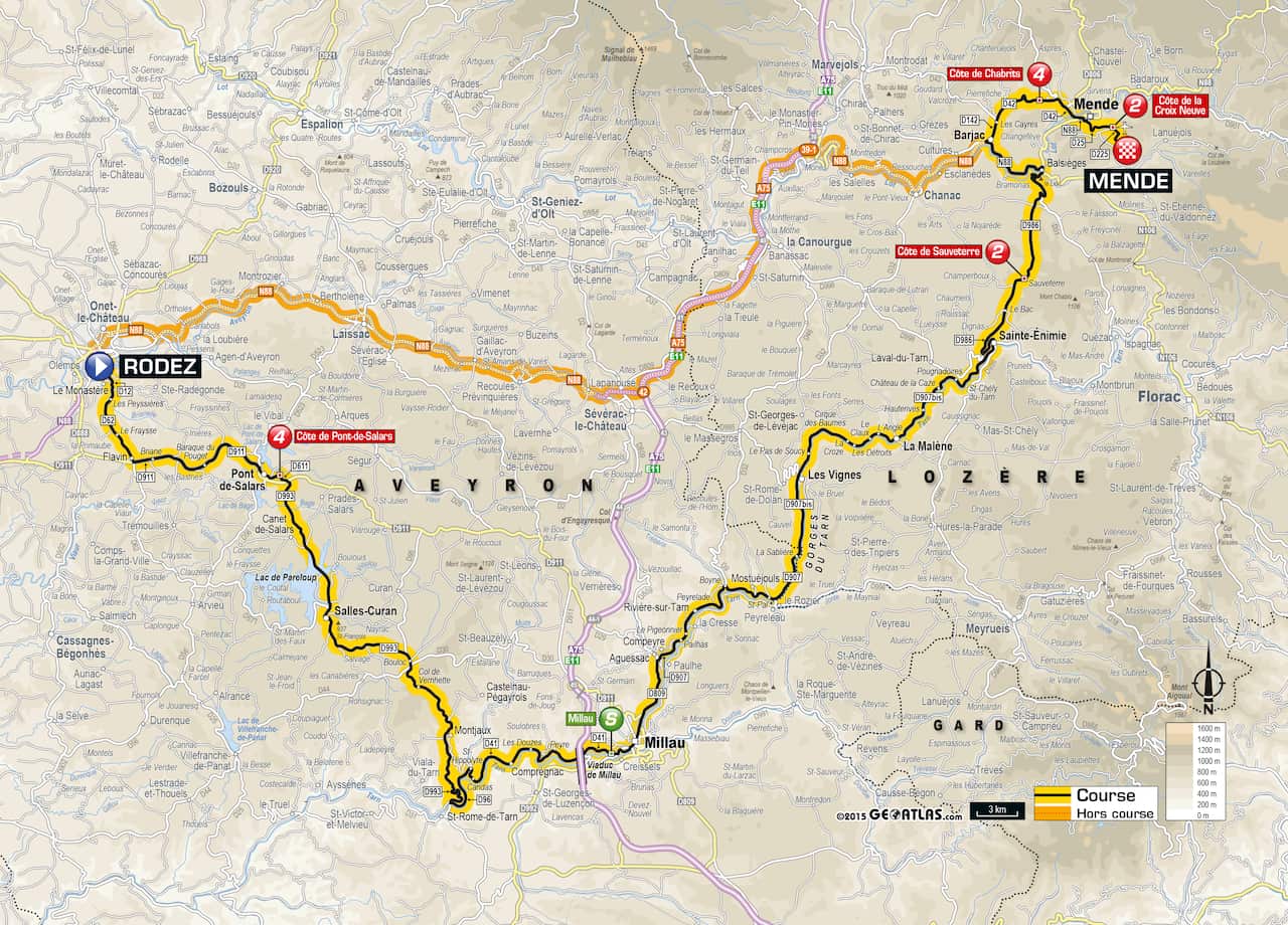 On the (road to) Mende... The Stage 14 map.