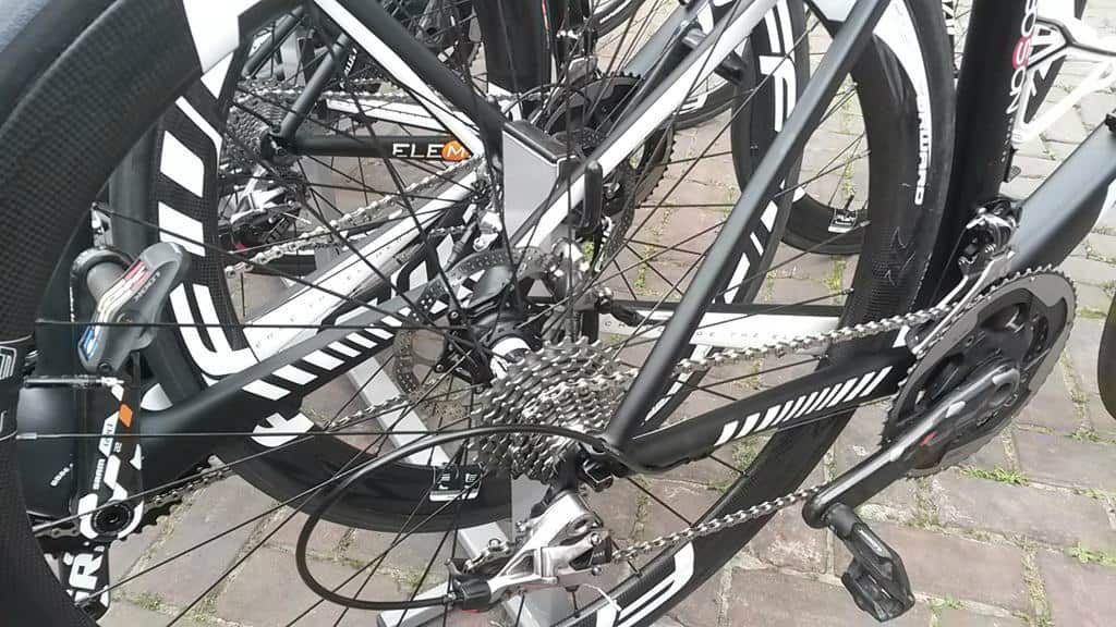Trendsetters... Three riders from Pro Continental outfit Team Roompot are trialling disc brakes at the Eneco Tour.