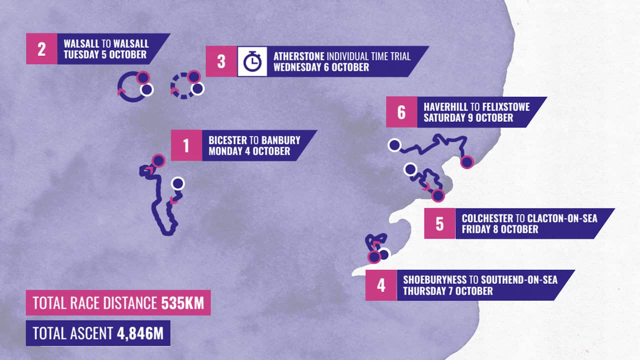 Women's Tour, 2021 map