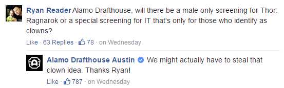 The Alamo Drafthouse's cool and calm responses received praise from supporters.