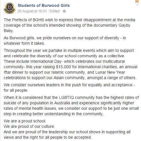 Gayby Baby screenings to counter high school ban