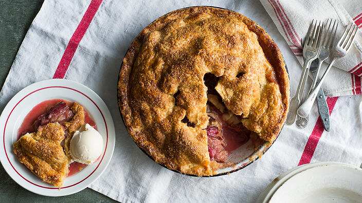 Apple and rhubarb pie, Anneka Manning, SBS Food