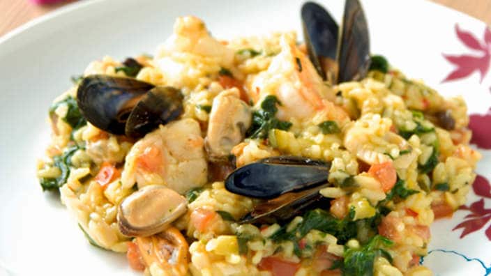 Risotto with seafood and herbs