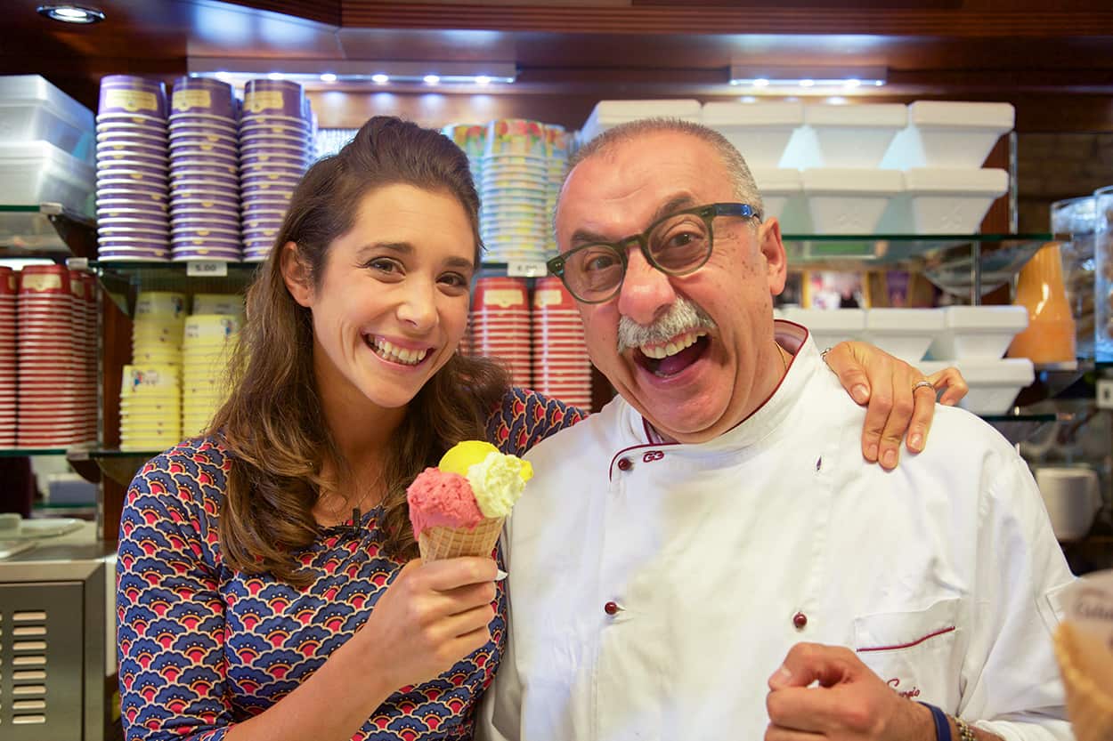Michela and Sergio at Gelateria Dondoli