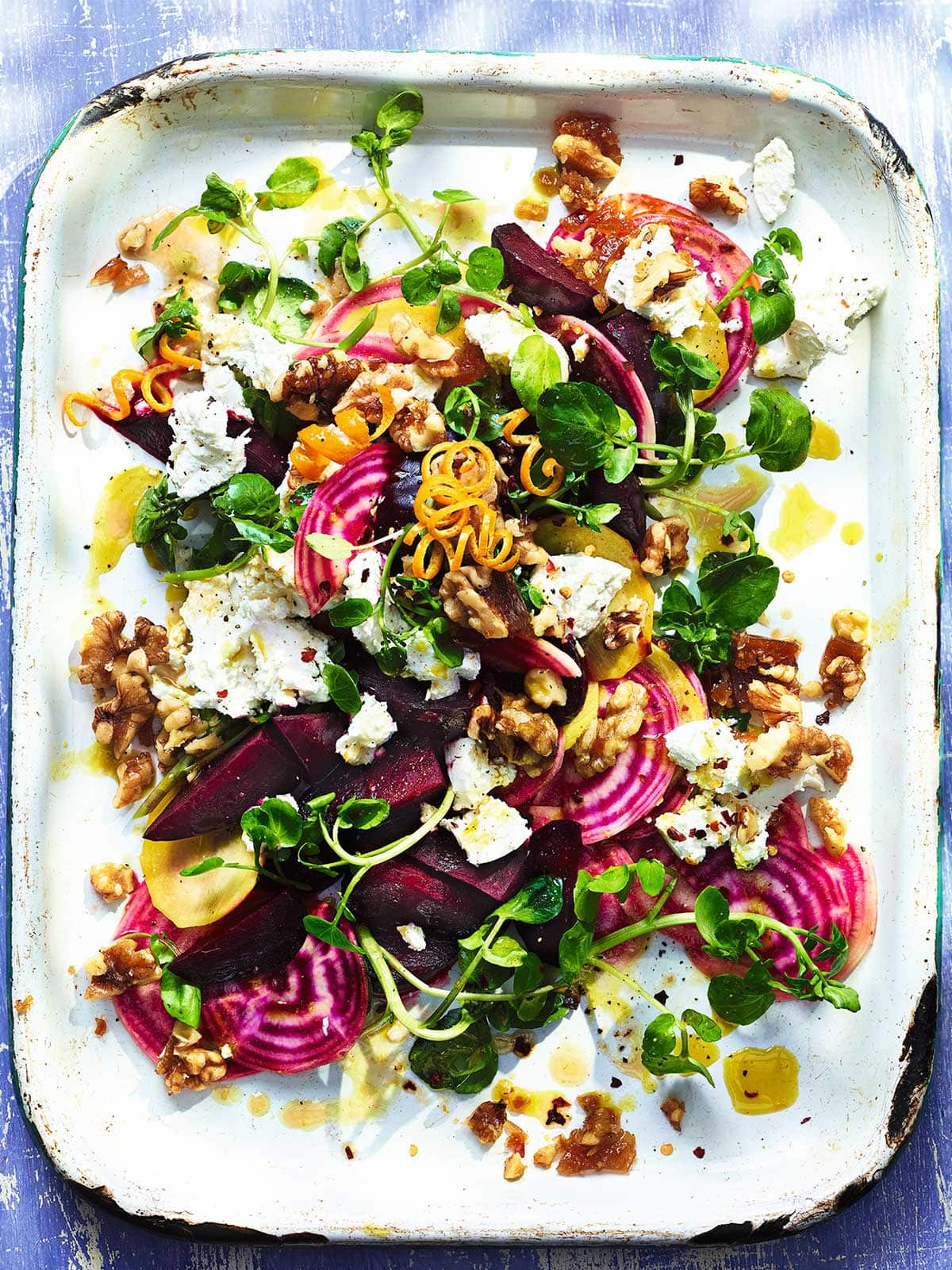 Roasted beetroot, candied walnut and goat’s cheese salad from Ainsley's Good Mood Food book